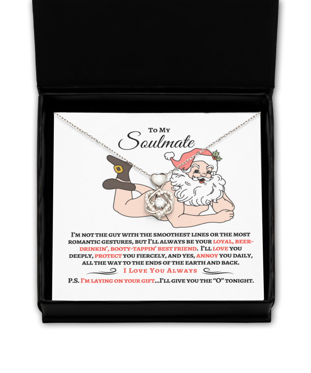 Naked Santa Soulmate Necklace - Silver Heart Knot Gift